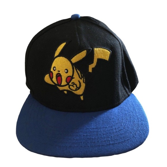 Pokemon Pikachu Snapback Baseball Cap Hat Black Blue Cotton NWOT Pokémon - Picture 8 of 8